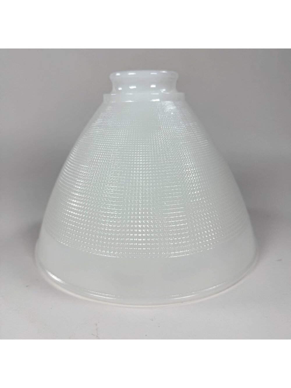 Vintage Milk Glass Lamp Shade Embossed Waffle Pattern Cone Shape 2" Fitter
